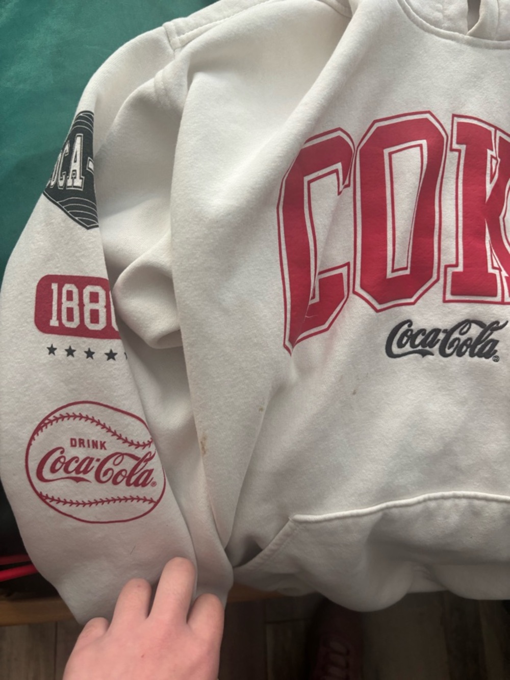 Coca-Cola White Sweatshirt with Red Logo Accents